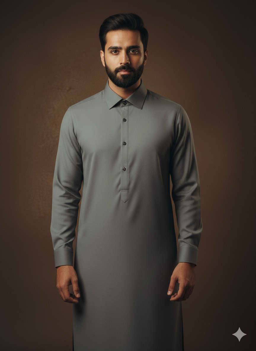 Exclusive Premium Dark Grey Men’s Shalwar Kameez | Shirt Collar FM(SS)
