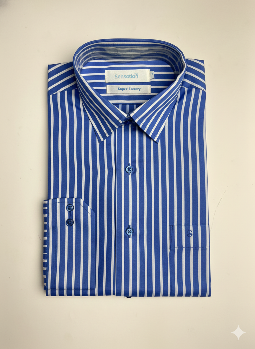 Luxury Blue Stripe Shirt for Men | Formal Dress Shirt | Premium Fit