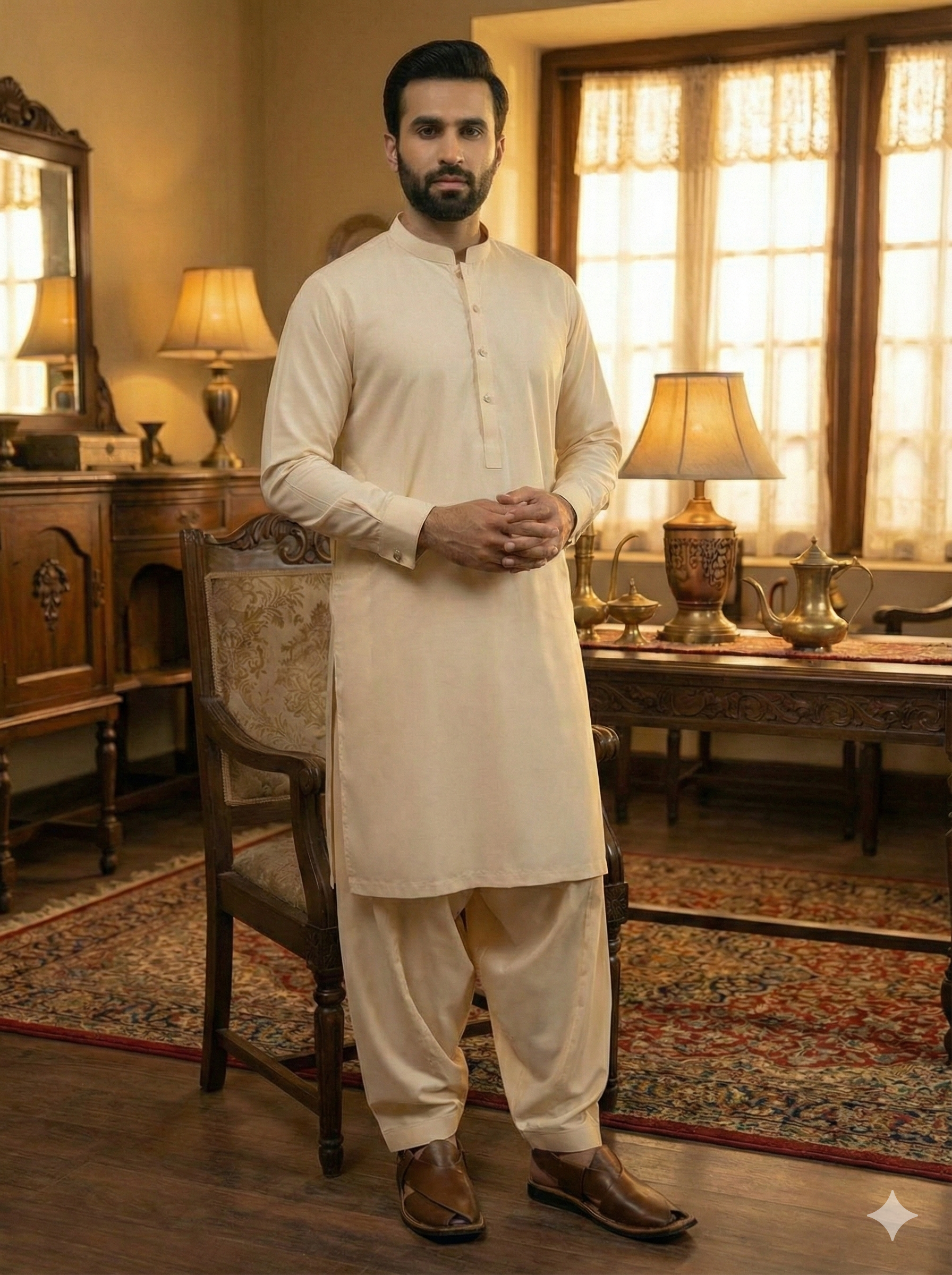 Exclusive Premium Boski Shalwar Kameez Bend Collar | Men’s Ethnic Wear FM(SS)