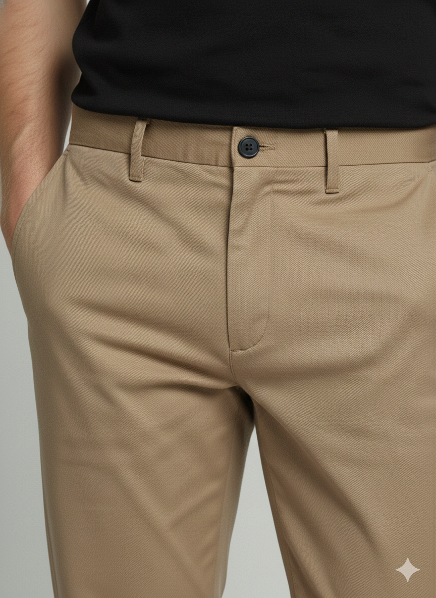 Premium 419 Camel Cotton Pants for Men | Luxury Leisurewear Trousers