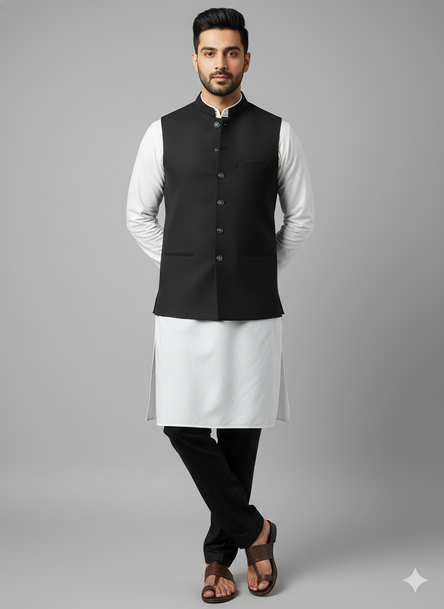 Exclusive Premium Black Men’s Waistcoat | Ethnic Wear