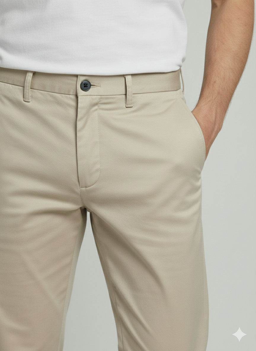 Premium 414 Cream Cotton Pants for Men | Luxury Leisurewear Comfort