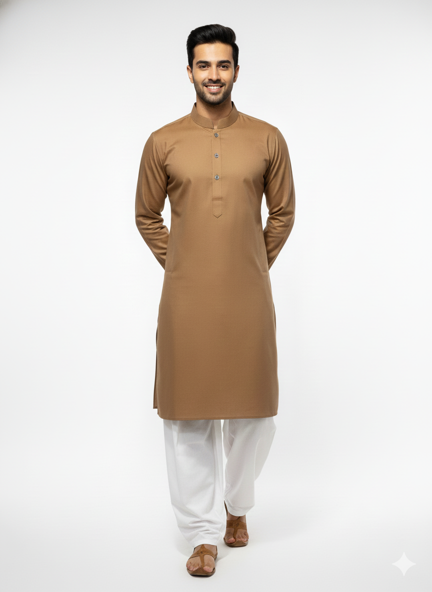 Exclusive Premium Tan Kurta for Men | Plain Ethnic Kurta Collection