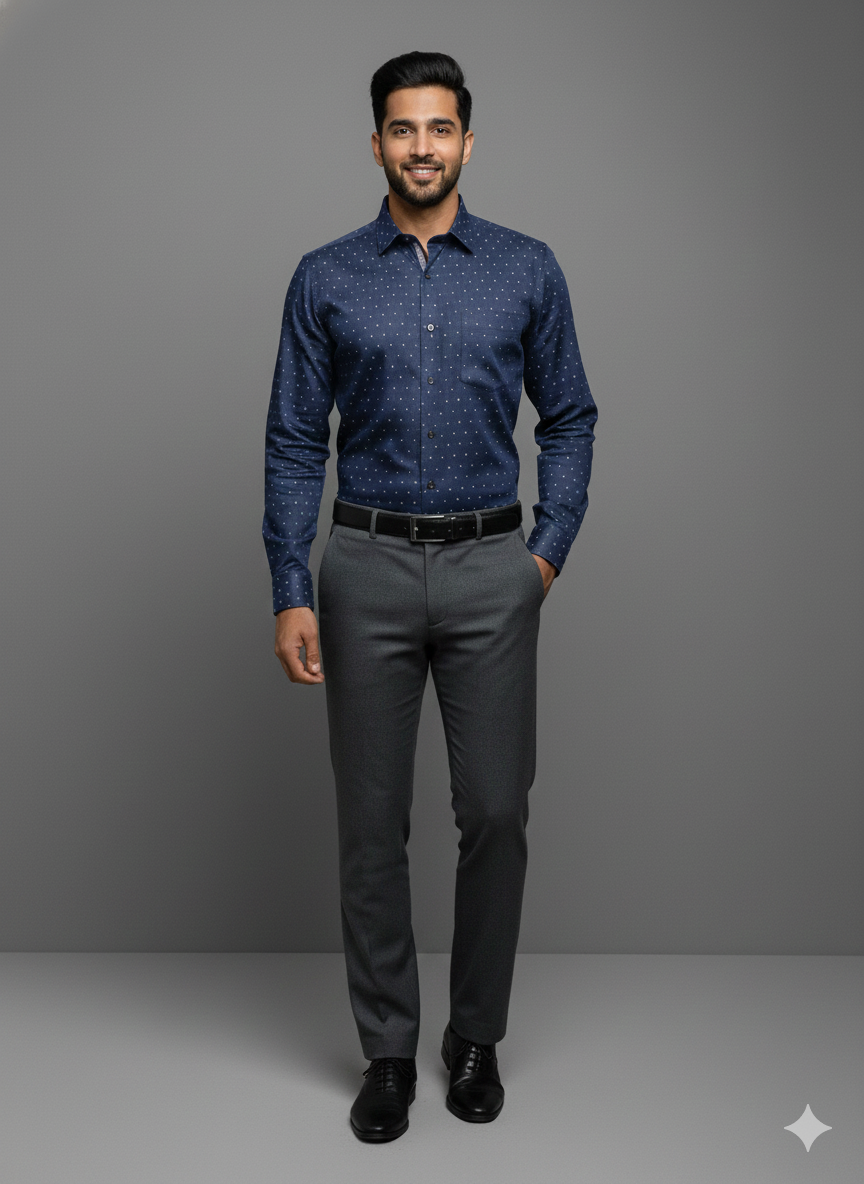 Premium President Printed Shirt PP02 Blue | Stylish Men’s Printed Shirt