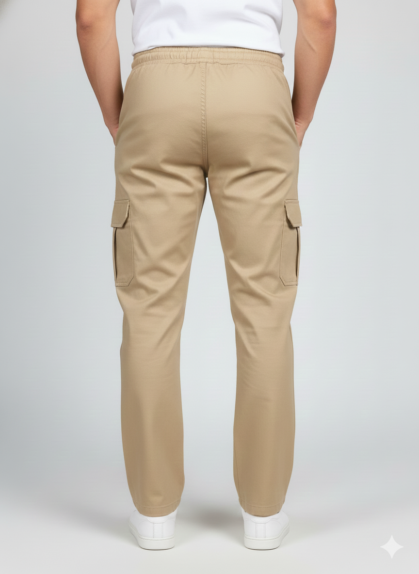 Premium Cream Men’s Cargo Trousers | Luxury Leisurewear Pants