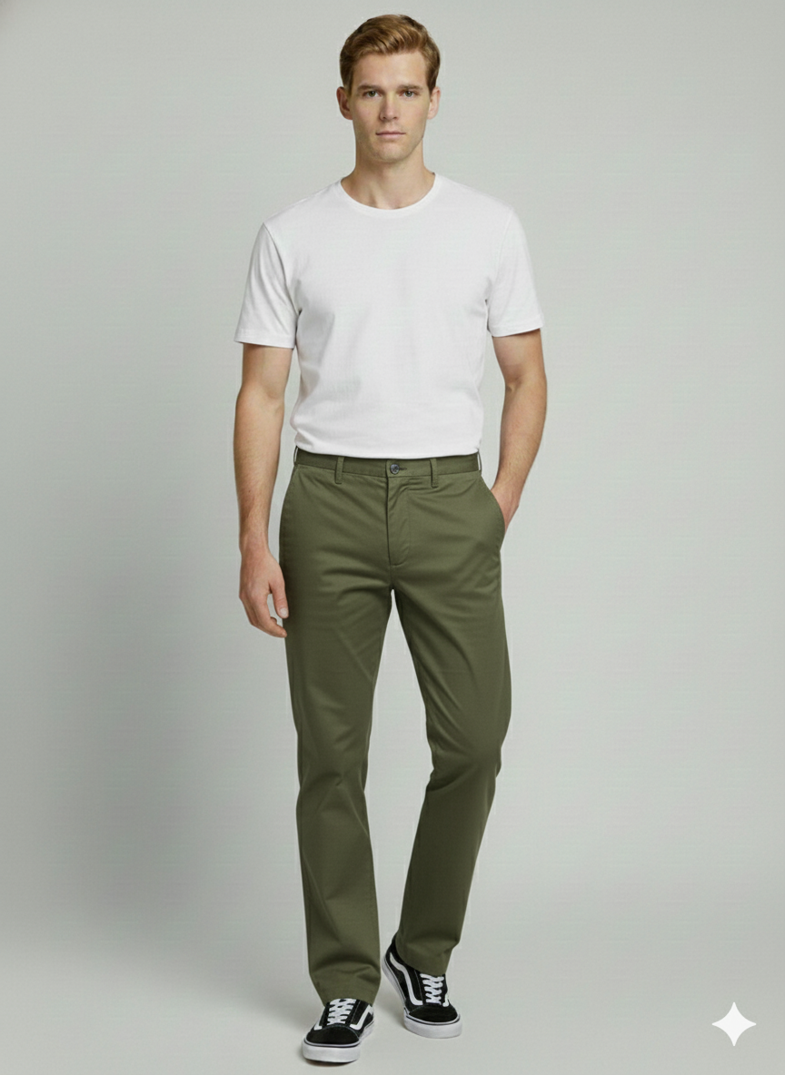 Premium 414 Olive Men’s Cotton Pants | Luxury Leisurewear Comfort