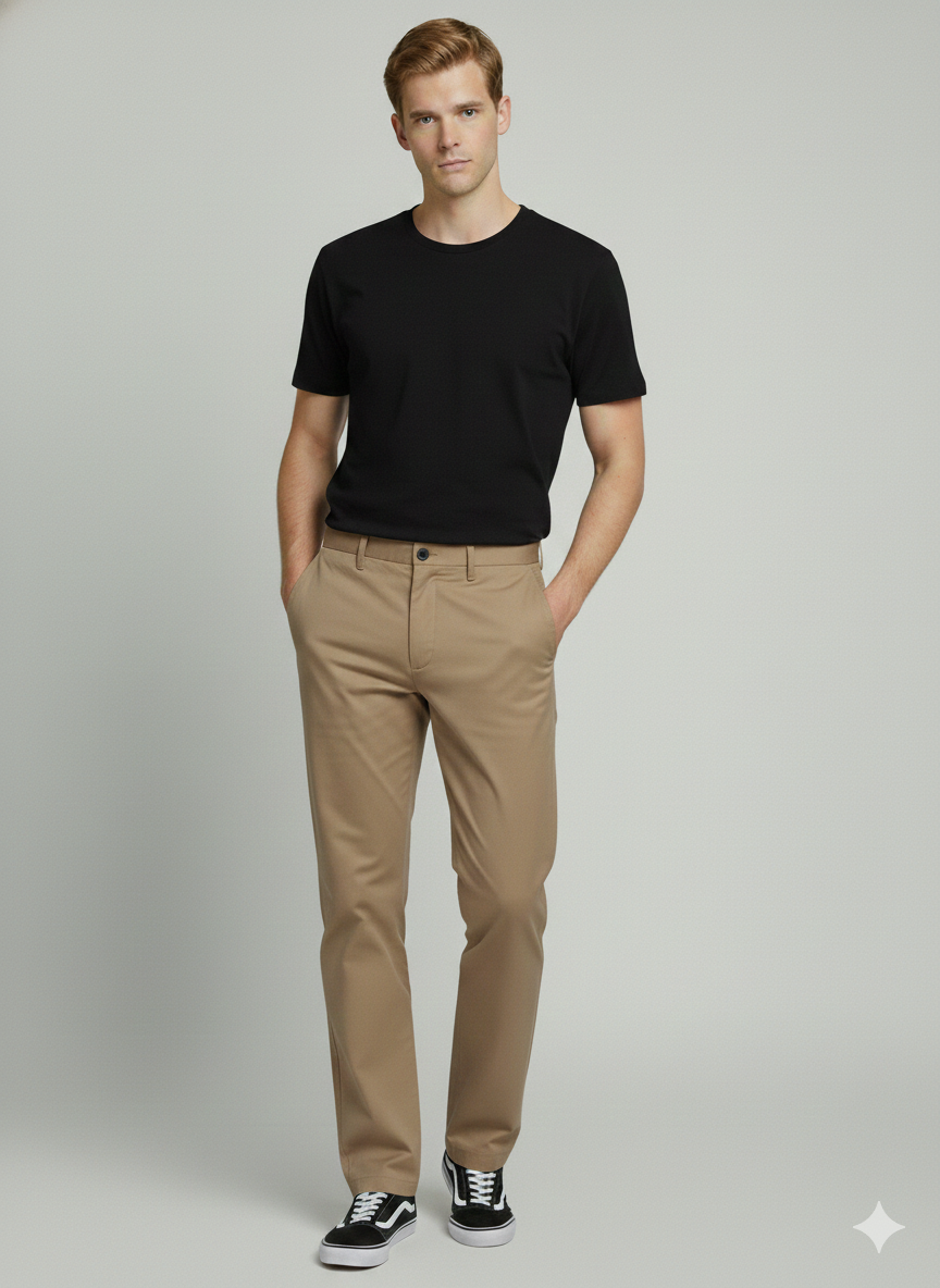 Premium 419 Camel Cotton Pants for Men | Luxury Leisurewear Trousers