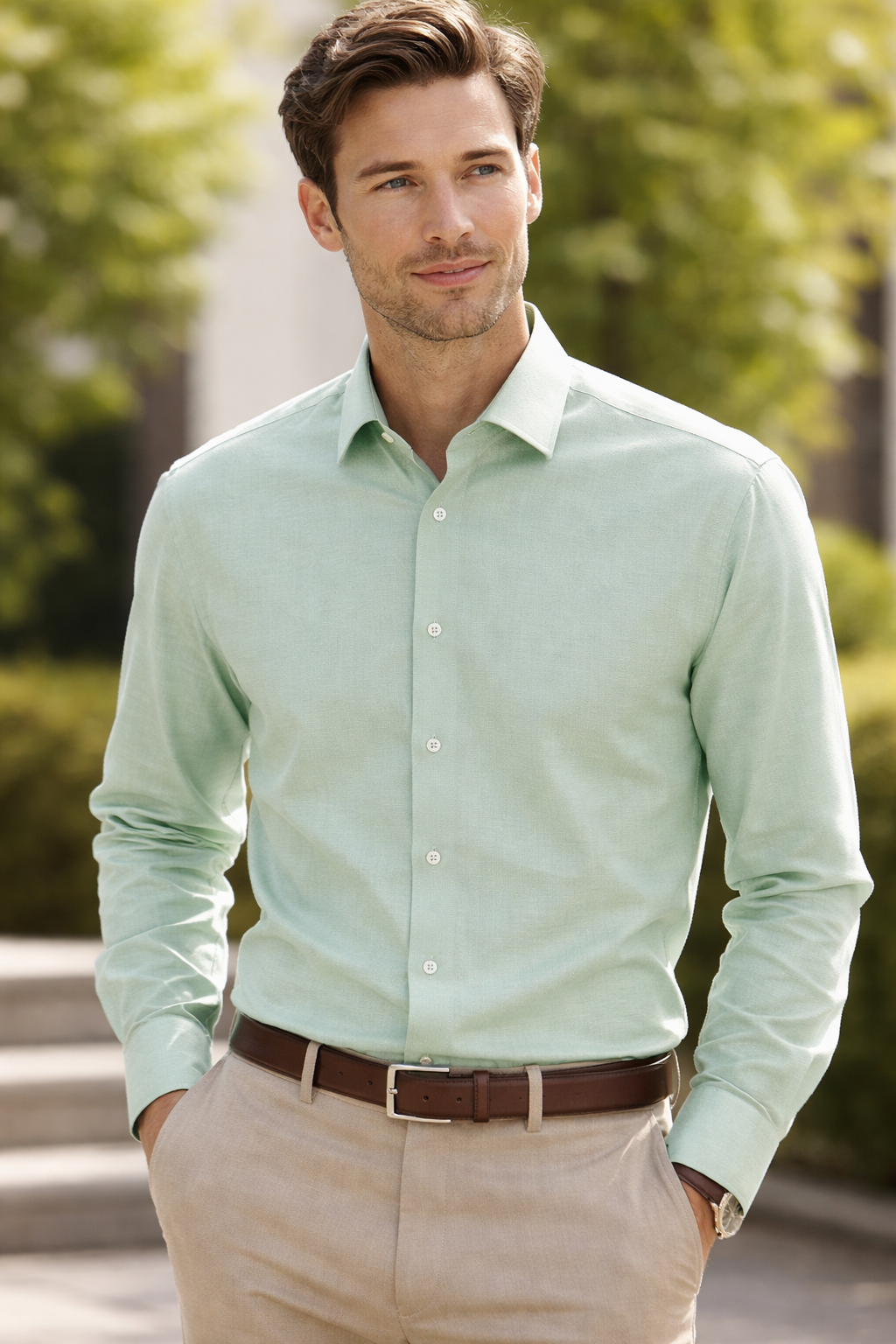 Premium Light Green- Plain- Formal Shirt ( S01500 )