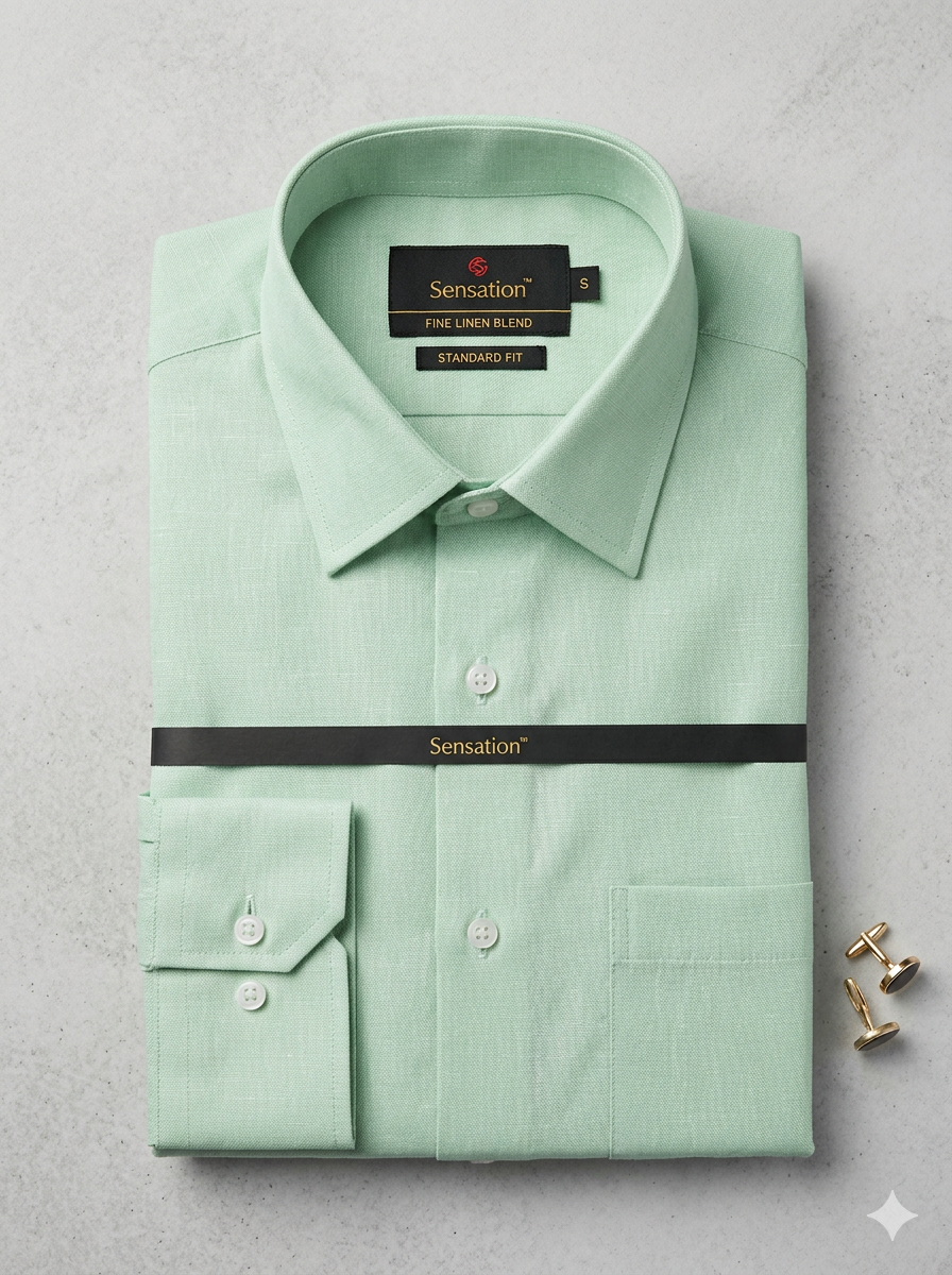 Premium Light Green- Plain- Formal Shirt ( S01500 )