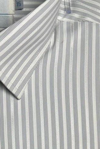 Luxury White Shirt with Grey Stripes | Formal Dress Shirt Men