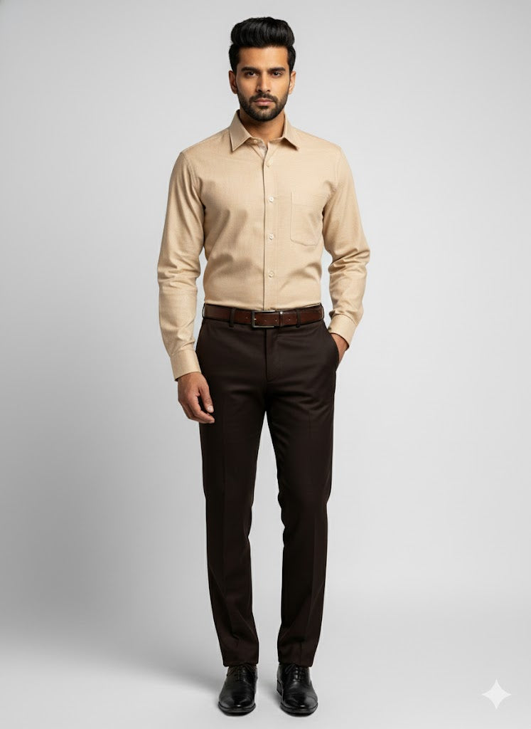 Luxury Beige Collar Shirt 0575 | Formal Dress Shirt for Men | Premium Fit